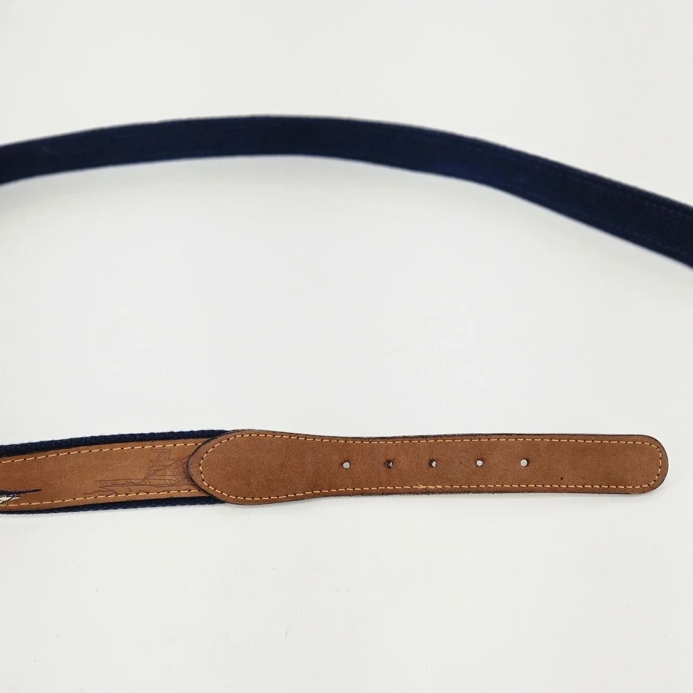 Zep-Pro Men's Tan Leather Embroidered Marlin Fishing Belt Brass Buckle USA 38